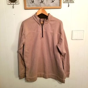 Chisholm Trail Quarter Zip Fleece Lined Pullover Sweater Tan XL